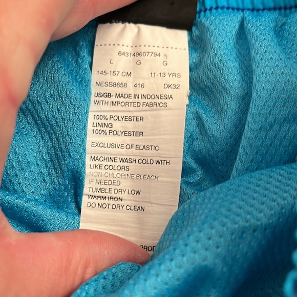 Nike blue with turquoise swoosh mesh lined drawstring swim trunks - Picture 7 of 8